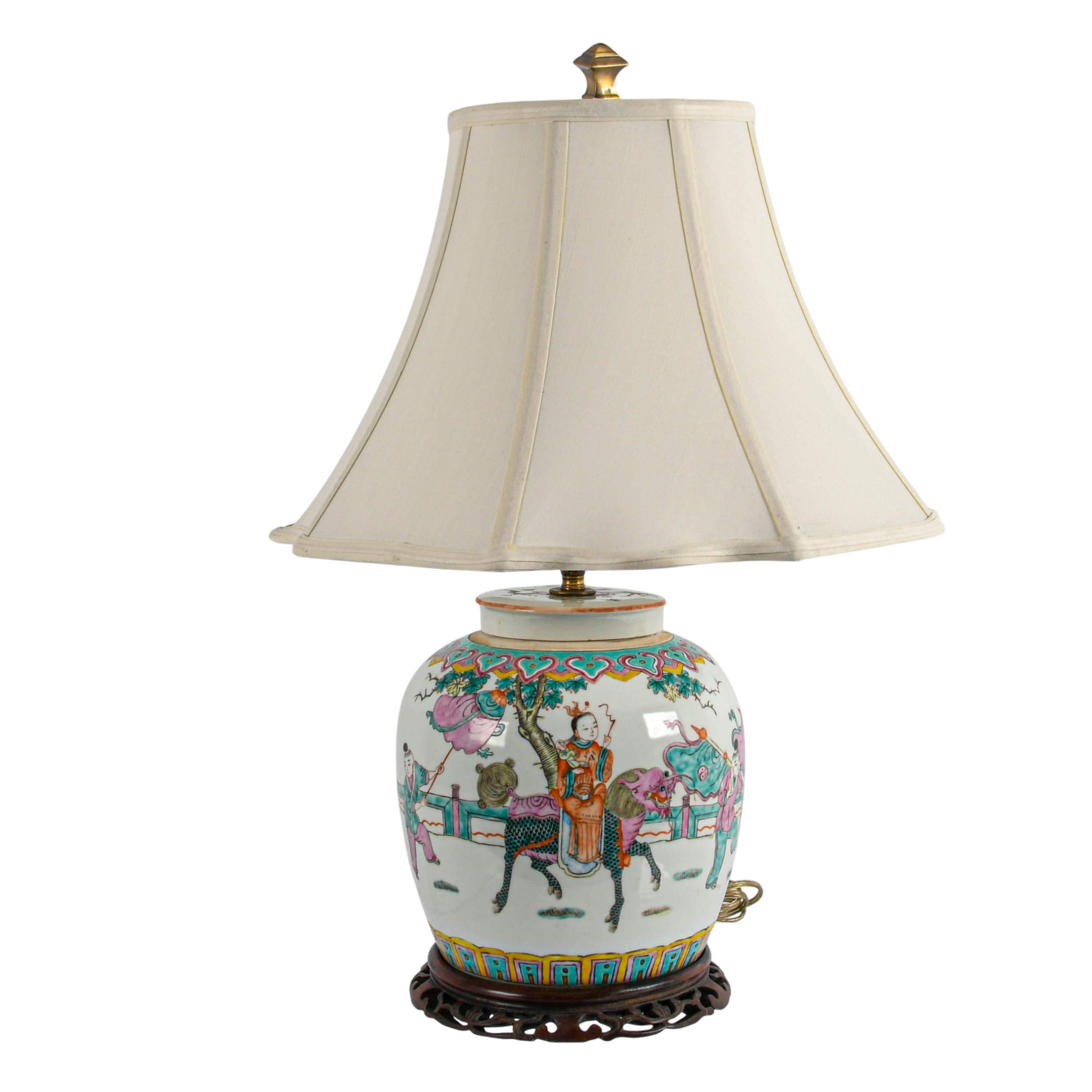 Chinese Famille Rose Converted Ginger Jar Table Lamp-1
