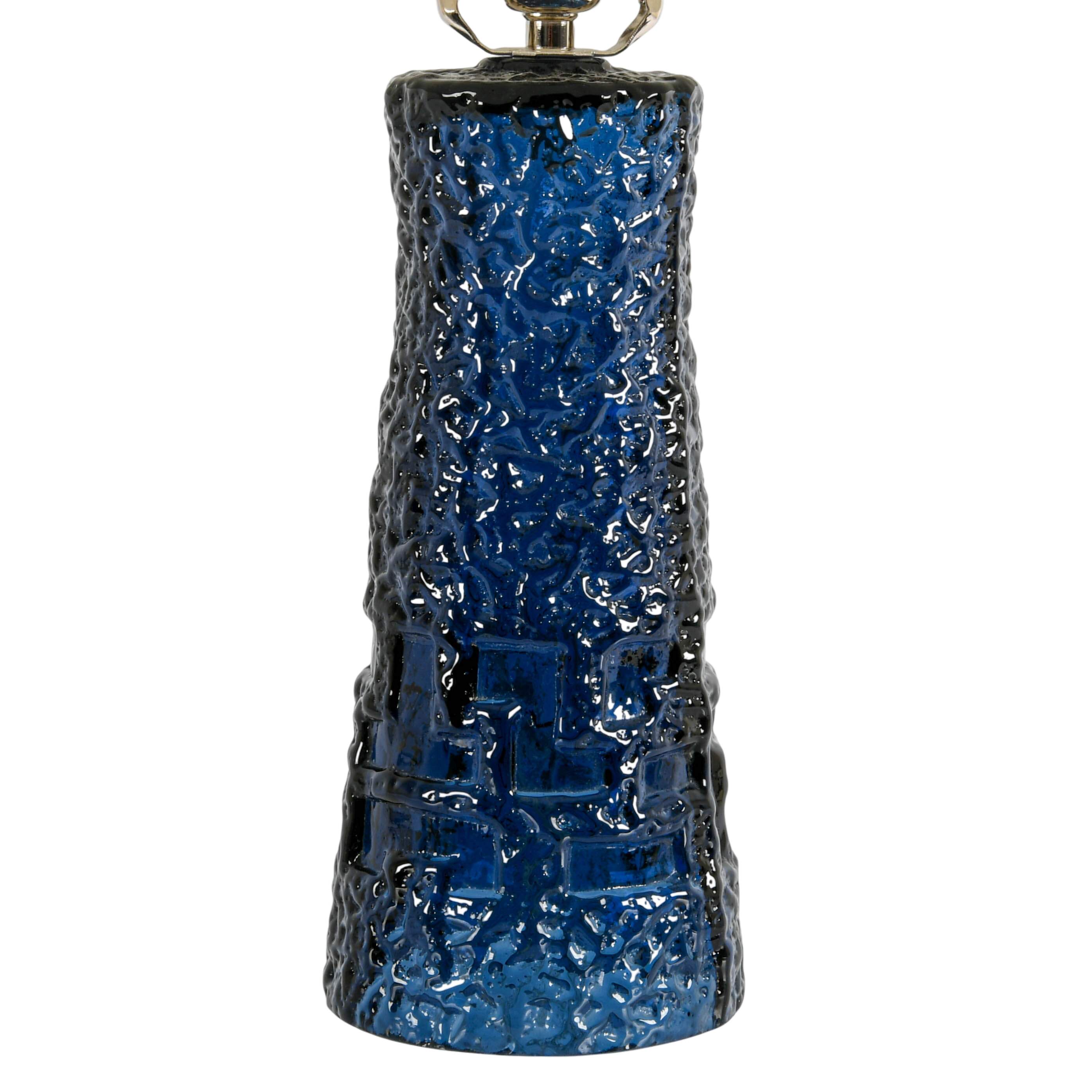 Mid-Century Modern Blue Art Glass Table Lamp-4