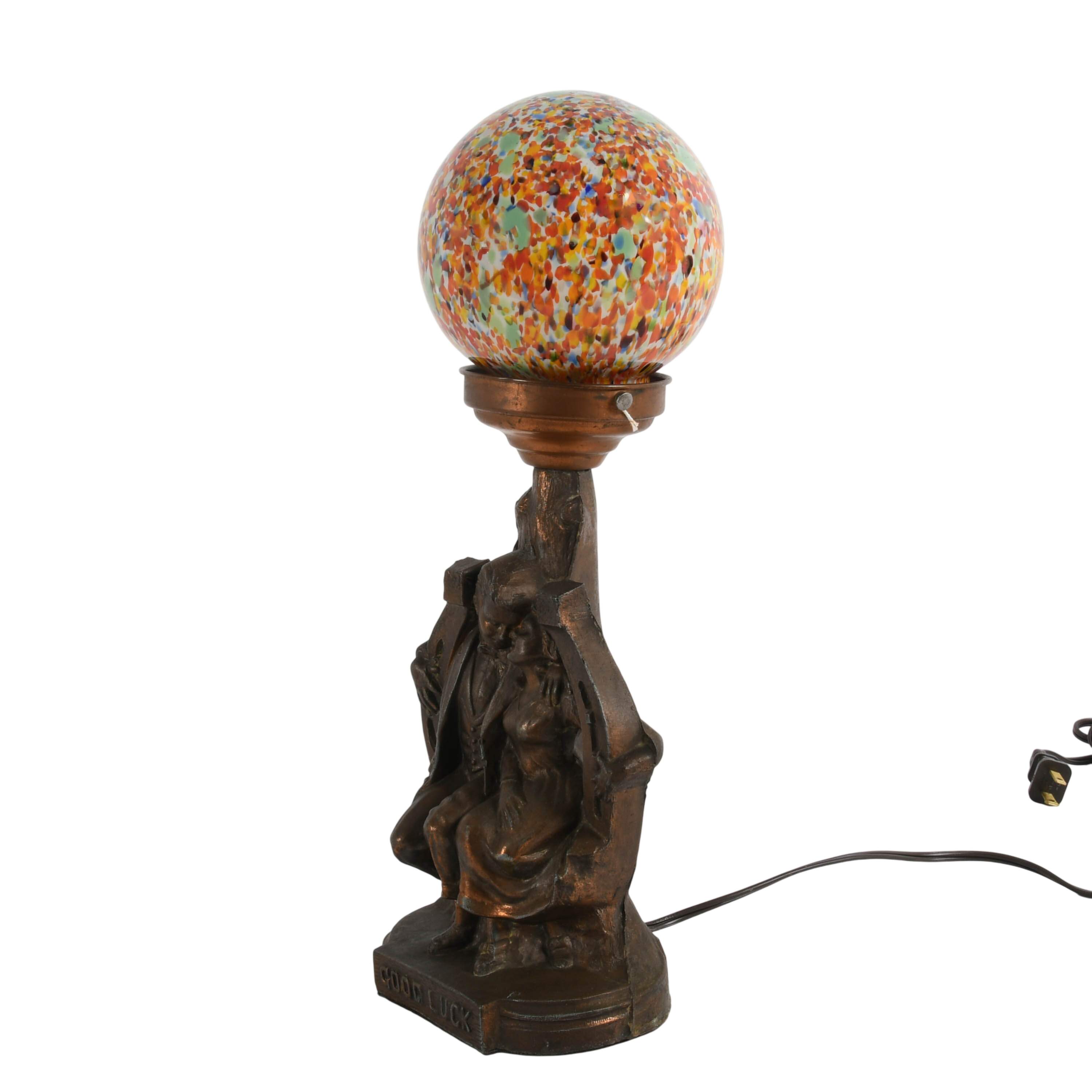 Art Deco Cast Metal Figural Couple Table Lamp-5