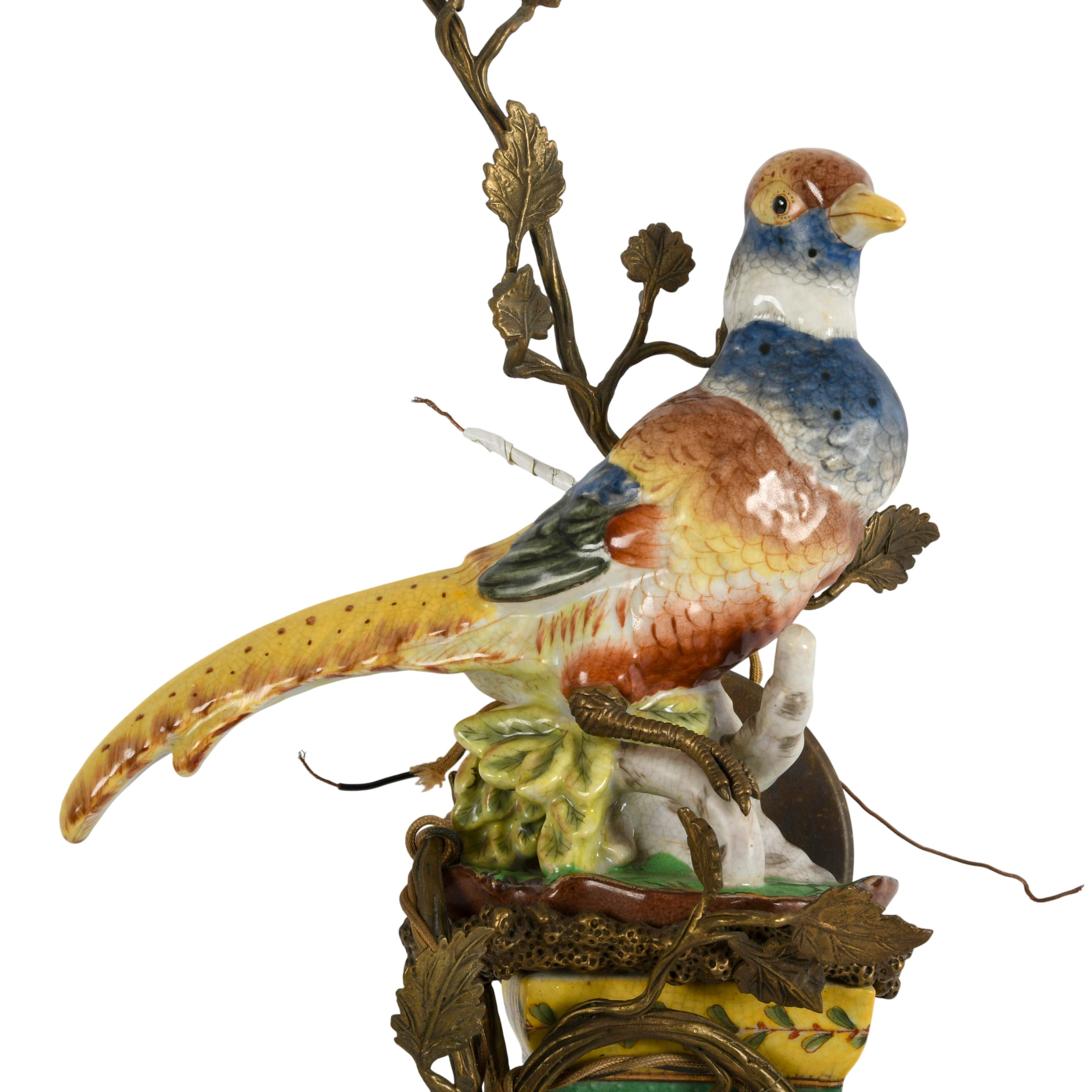 Matched Pair of Porcelain and Gilt Castilian Bird Wall Sconces-4