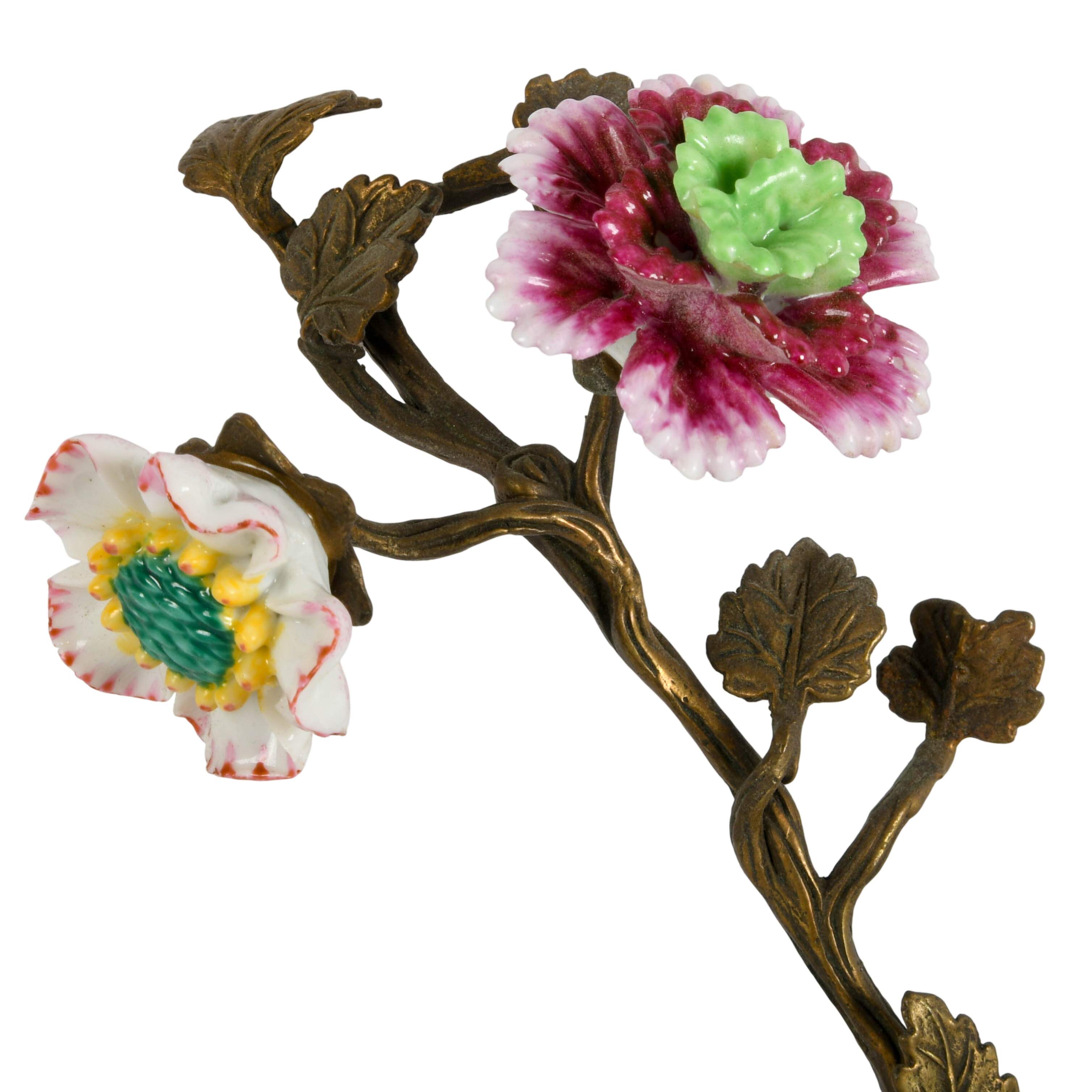 Matched Pair of Porcelain and Gilt Castilian Bird Wall Sconces-3
