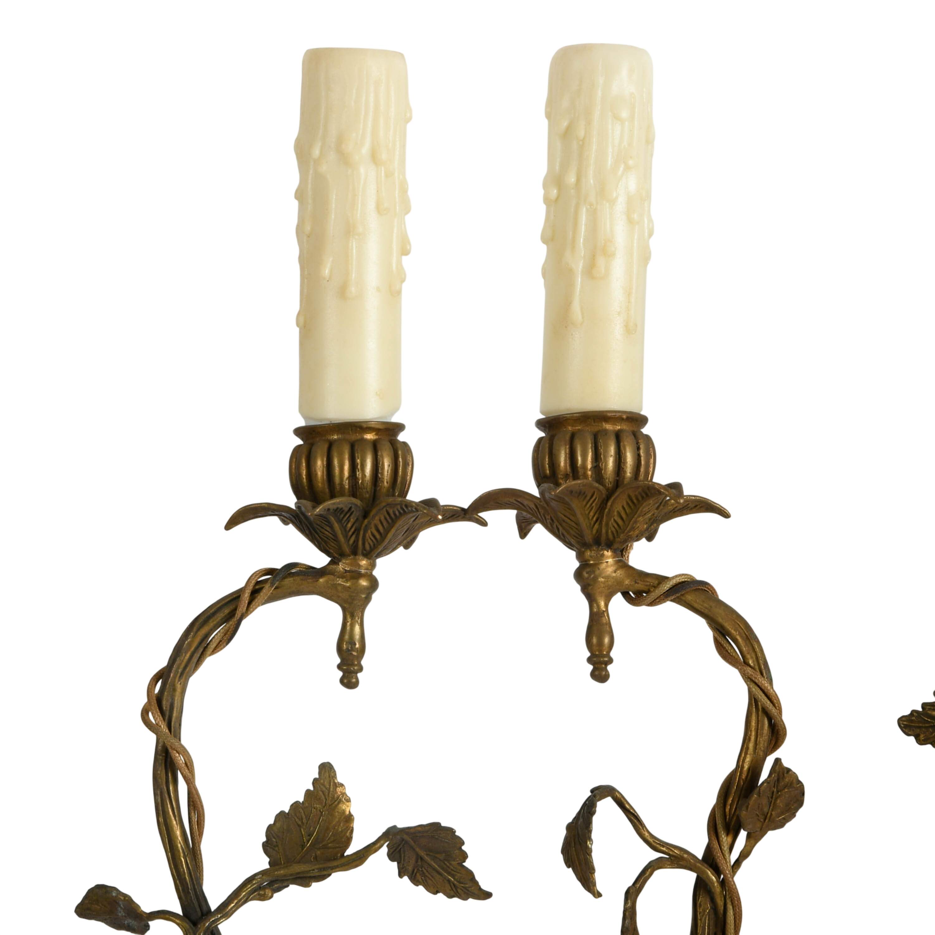 Matched Pair of Porcelain and Gilt Castilian Bird Wall Sconces-2