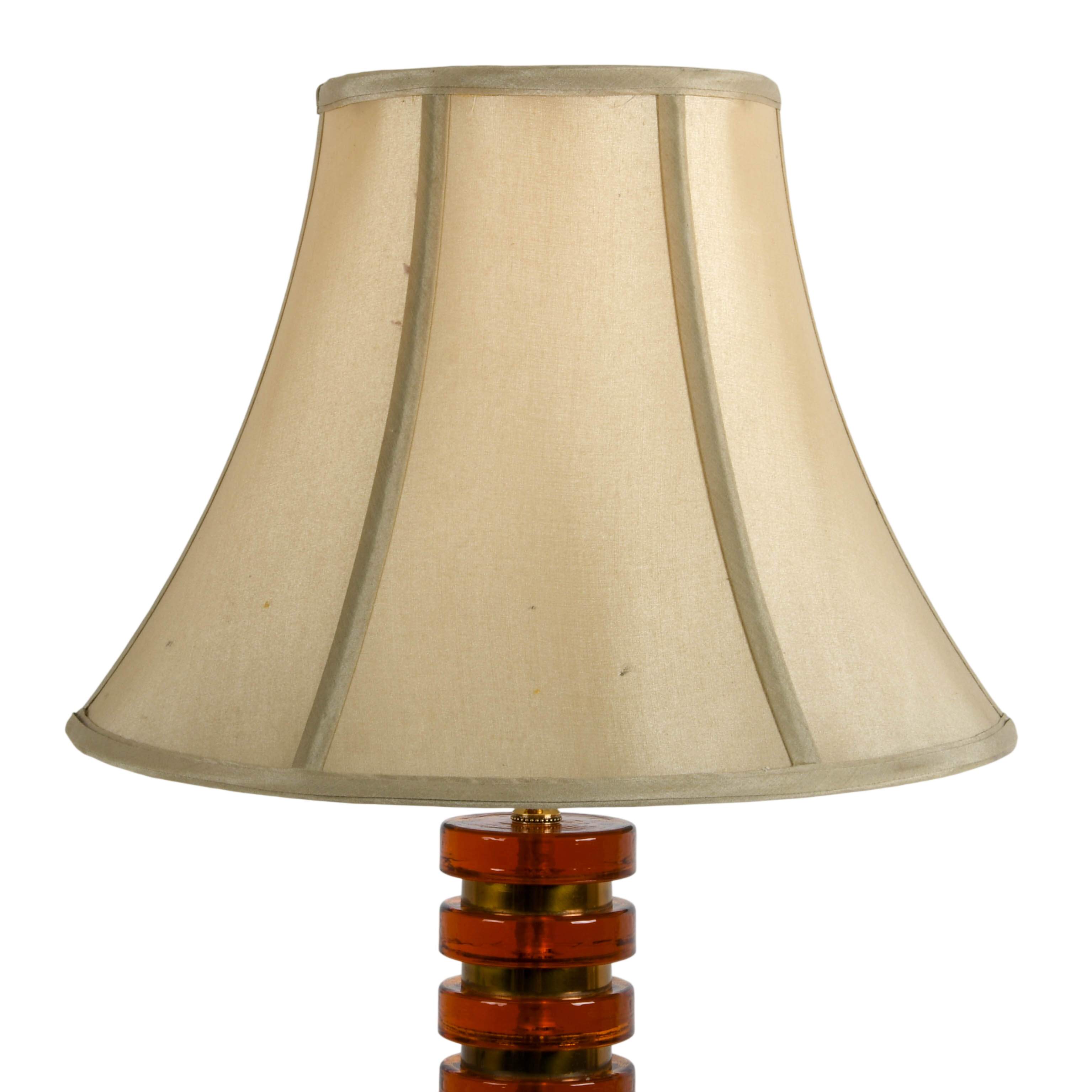Mid-Century Modern Amber Lucite Table Lamp-5
