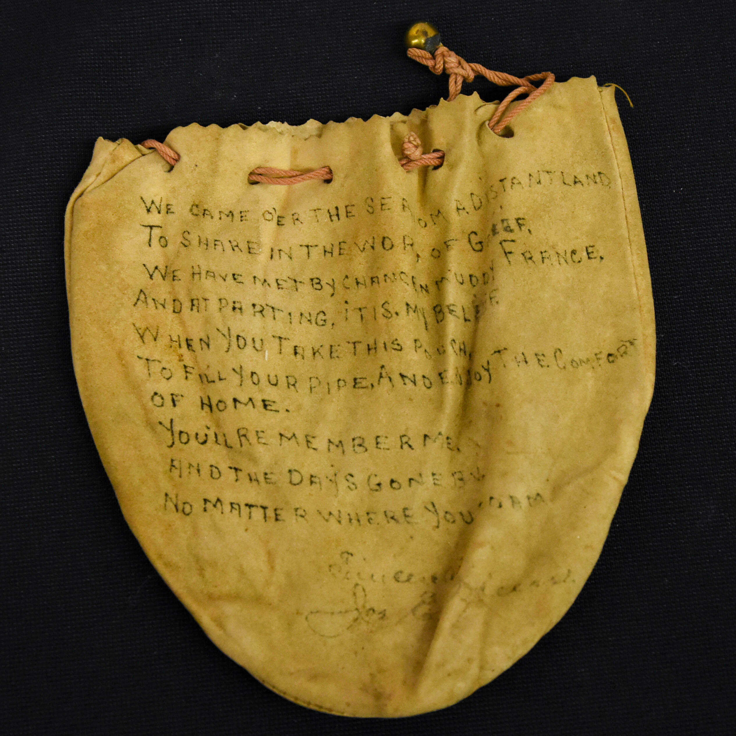 Antique Historical Poem Leather Pouch-2