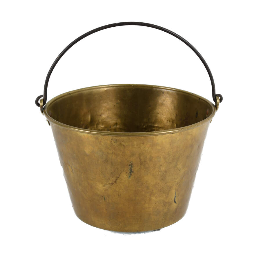 Antique Hand Hammered Brass Fire Bucket-4