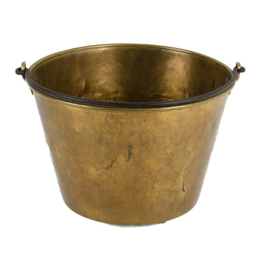 Antique Hand Hammered Brass Fire Bucket-2