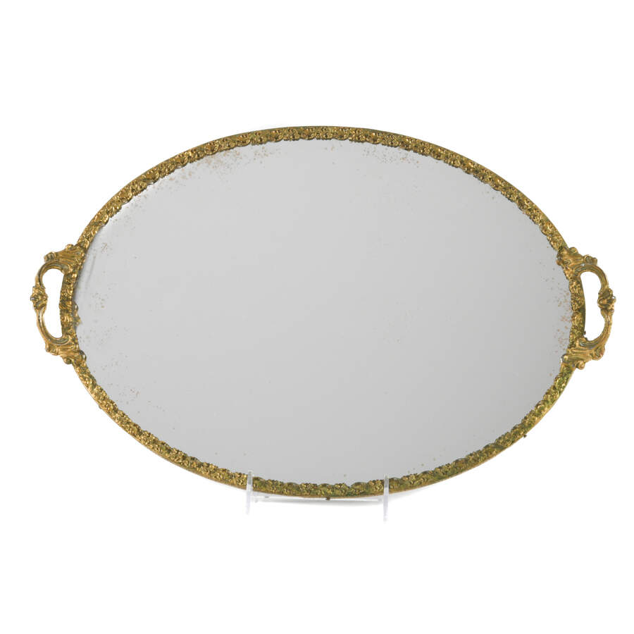 Hollywood Regency Ornate Scroll Handle Vanity Mirror-1