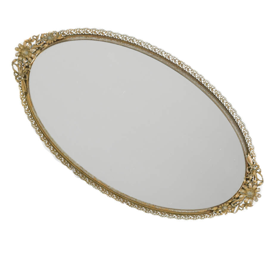 Hollywood Regency Floral Vanity Mirror-3