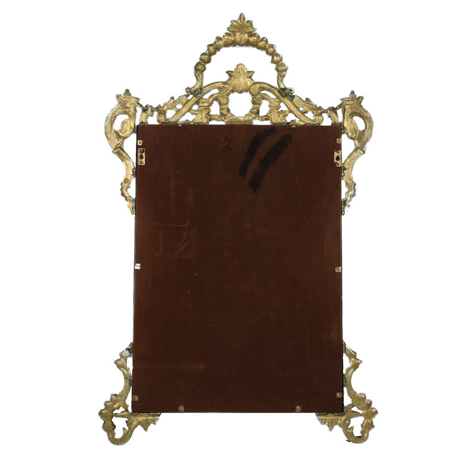 Large Ornate French Brass Wall Mirror-4