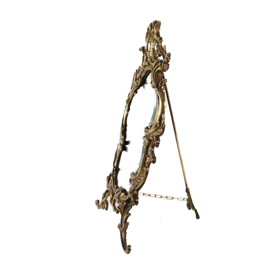 Antique Ornate Brass Dresser Mirror Attributed to Bradley & Hubbard-3
