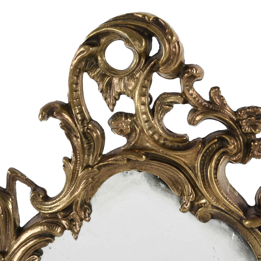 Antique Ornate Brass Dresser Mirror Attributed to Bradley & Hubbard-2