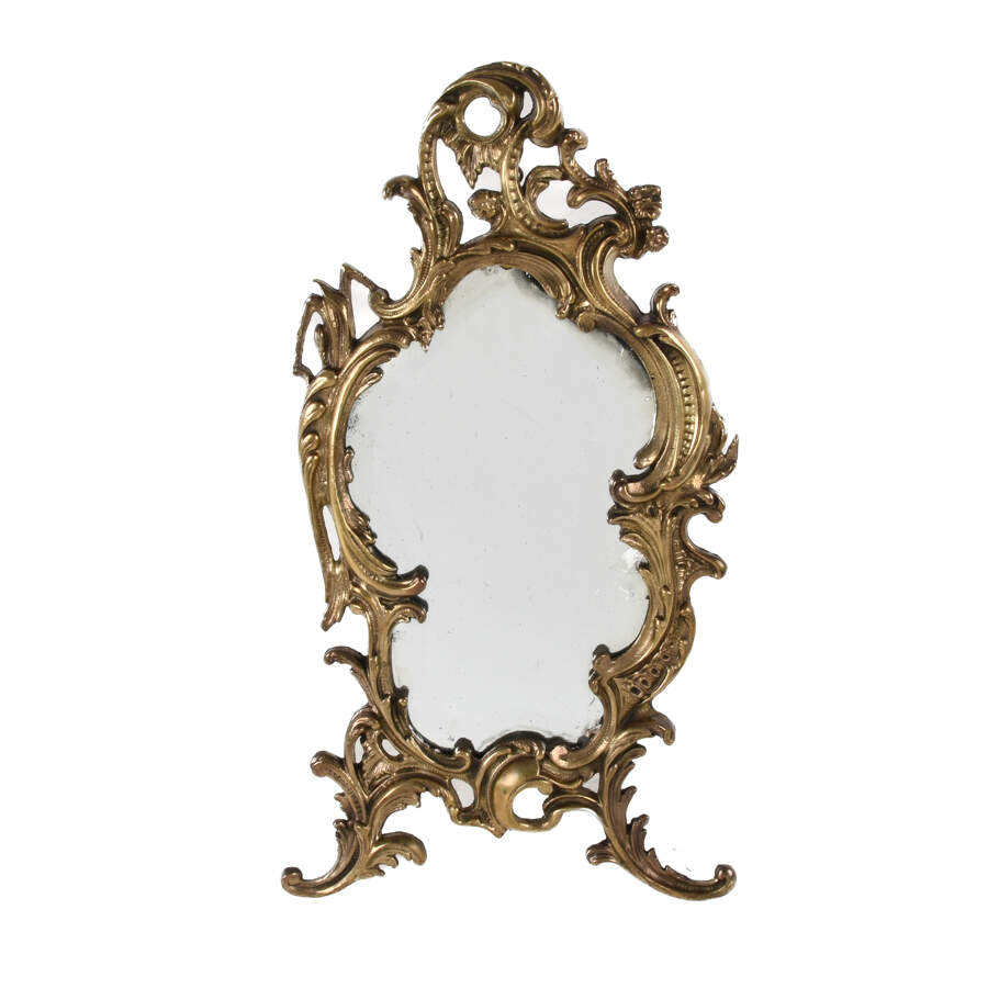 Antique Ornate Brass Dresser Mirror Attributed to Bradley & Hubbard-1