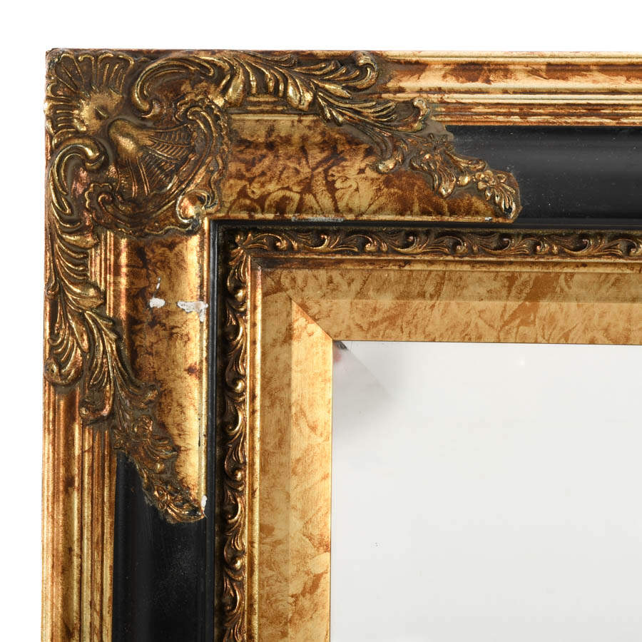 Decorative Ornate Gilt and Black Accent Wall Mirror-2