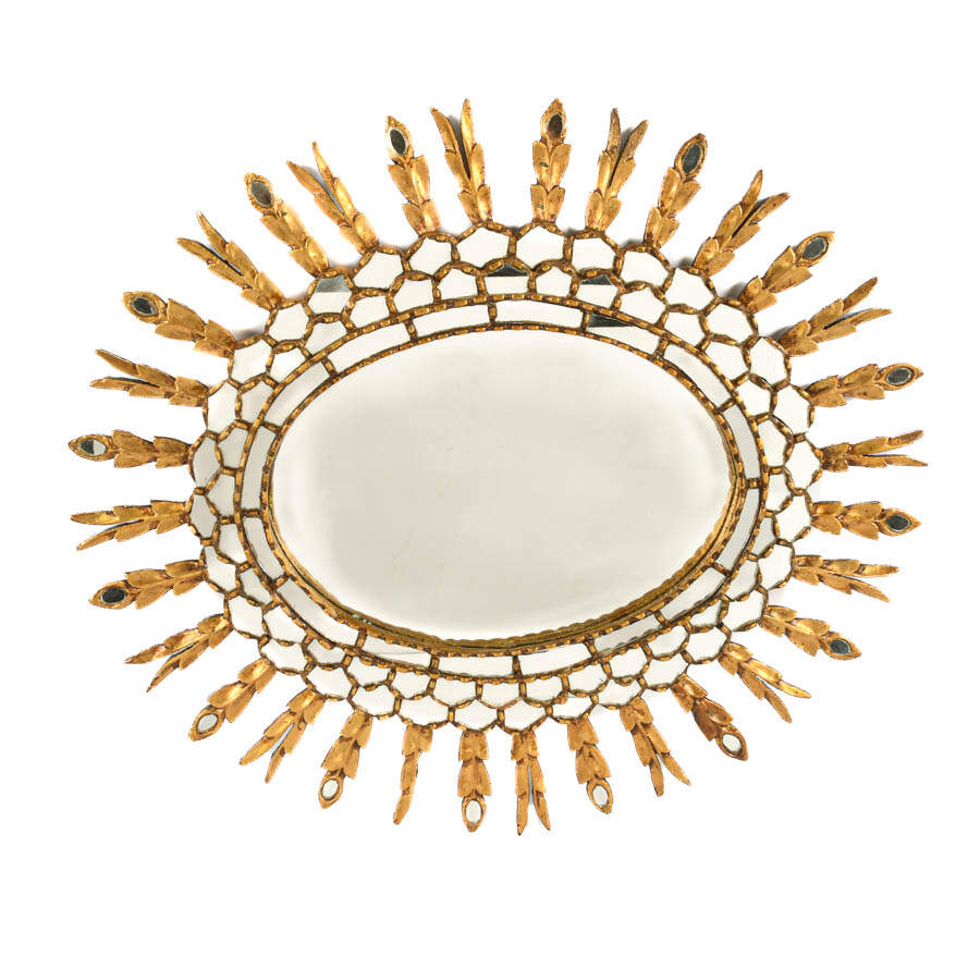 Hand-Crafted Gilt Wood Decorative Sunburst Wall Mirror-3
