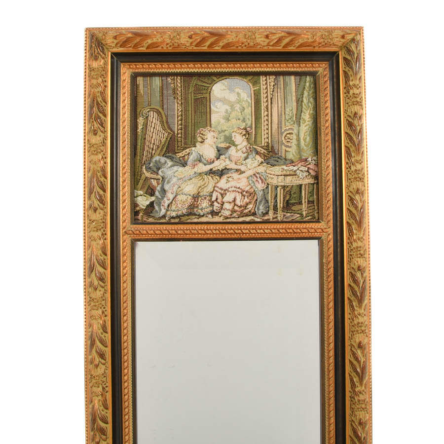 Tapestry Inlaid Trumeau Wall Mirror-3