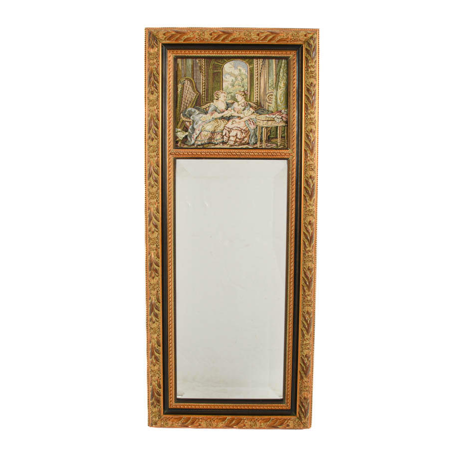 Tapestry Inlaid Trumeau Wall Mirror-1