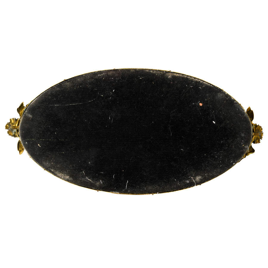 Brass Oval Mirror with Rosette Handles-4