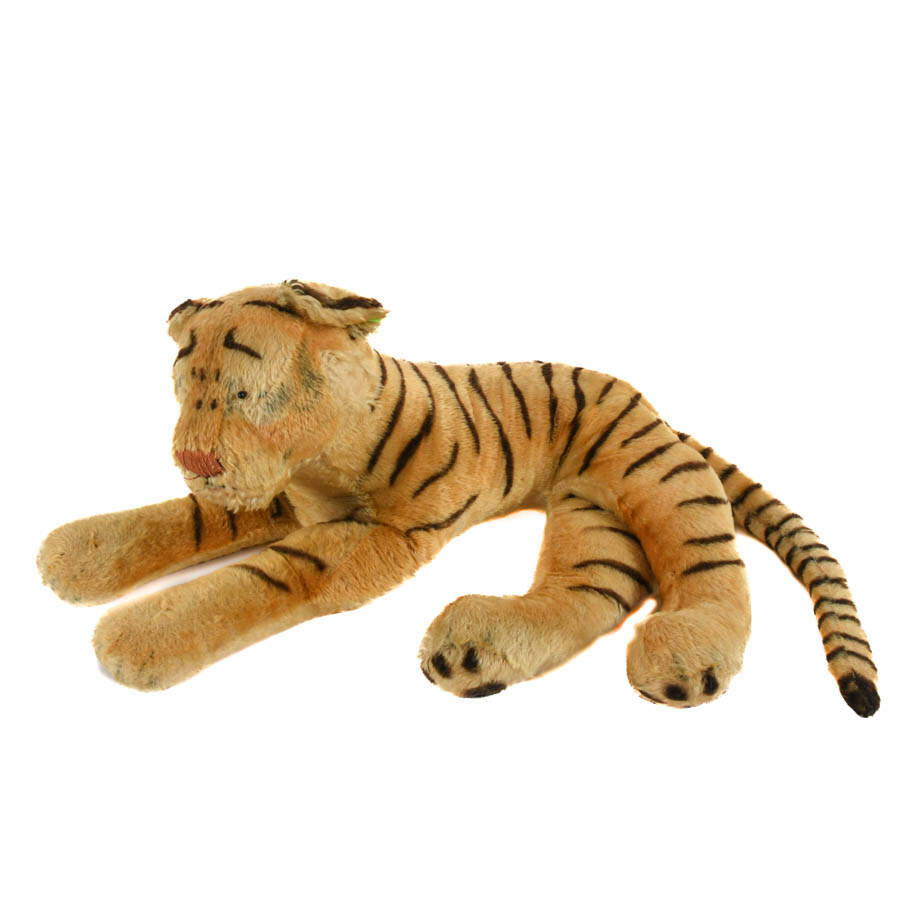 Large Steiff Mid-Century Mohair Laying Tiger Plush Toy-3