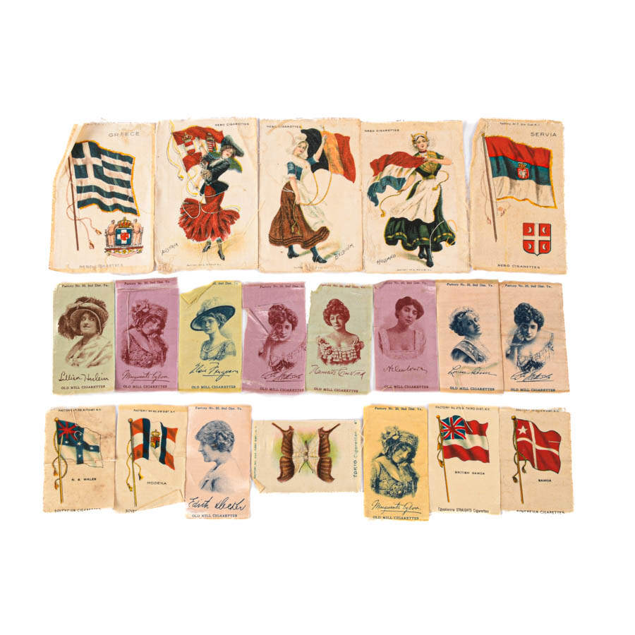 Grouping of Various Cigarette and Tobacco Advertising Silks-1