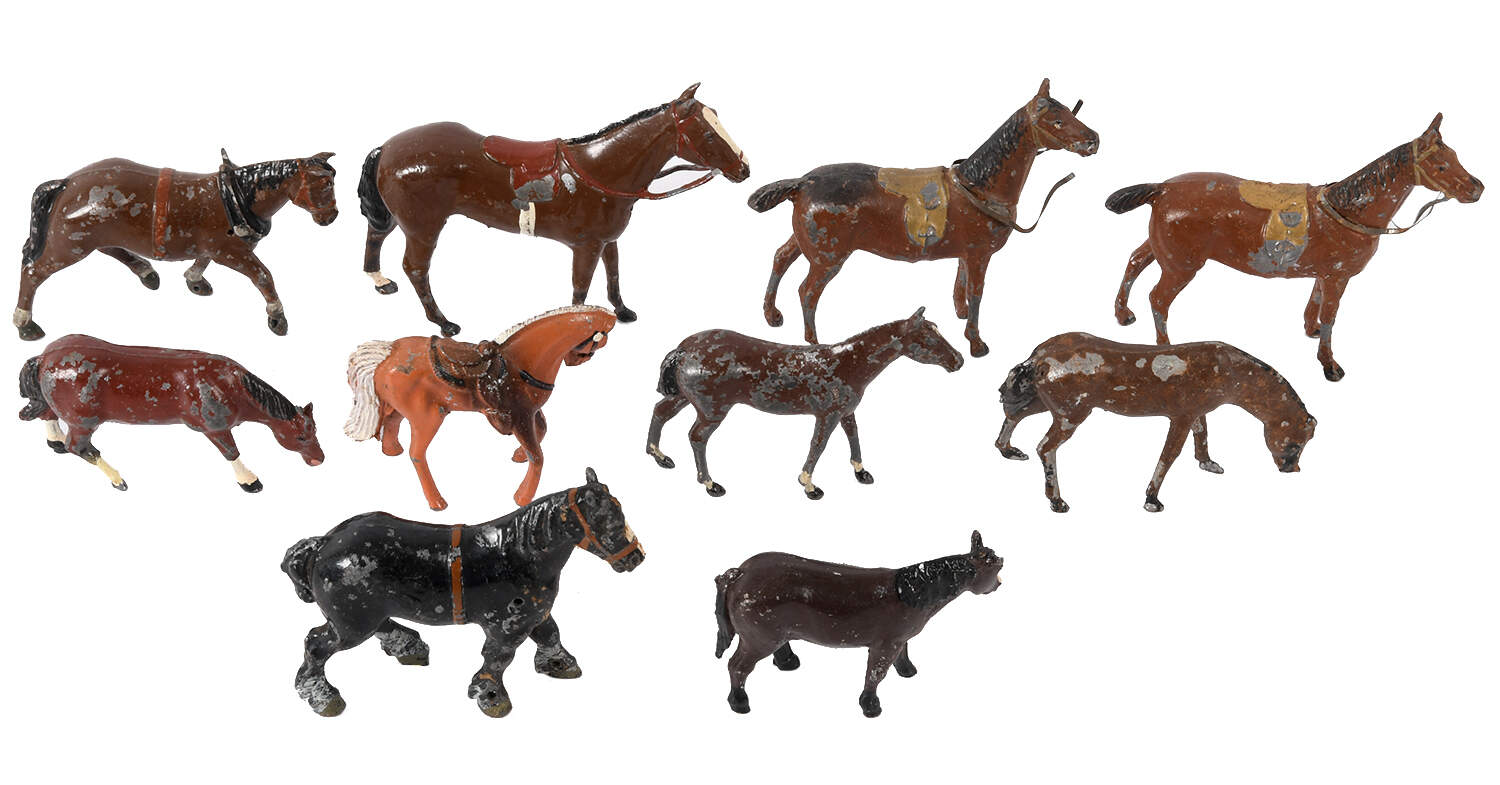 Grouping of Ten Lead Horse Statues-2