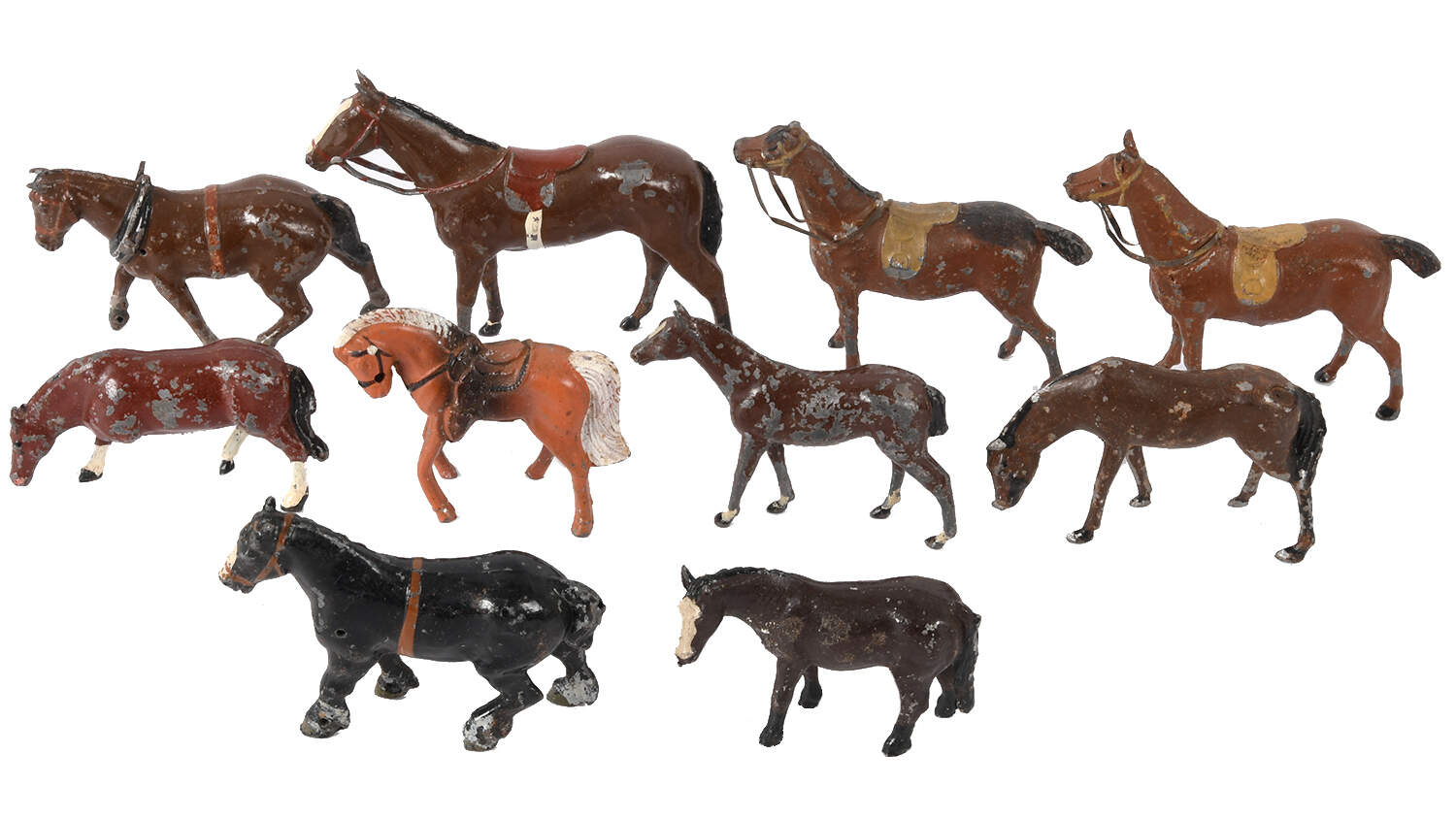 Grouping of Ten Lead Horse Statues-1