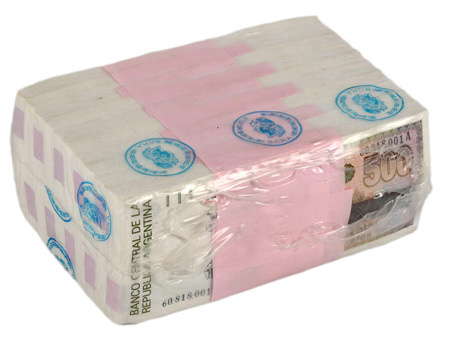 Sealed Brick of Uncirculated 500 Australes Republica Argentina Banknotes-4