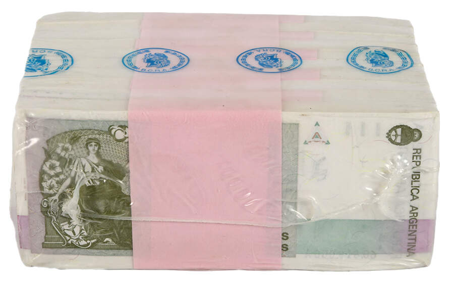 Sealed Brick of Uncirculated 500 Australes Republica Argentina Banknotes-2