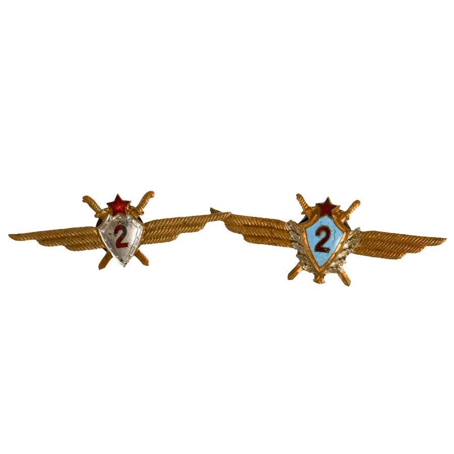 Nine Soviet Union Brass and Enamel Navigator, Wings, and College Badges-3