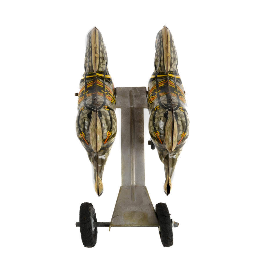 Tin Litho Mar Pull Double Horse Toy-4