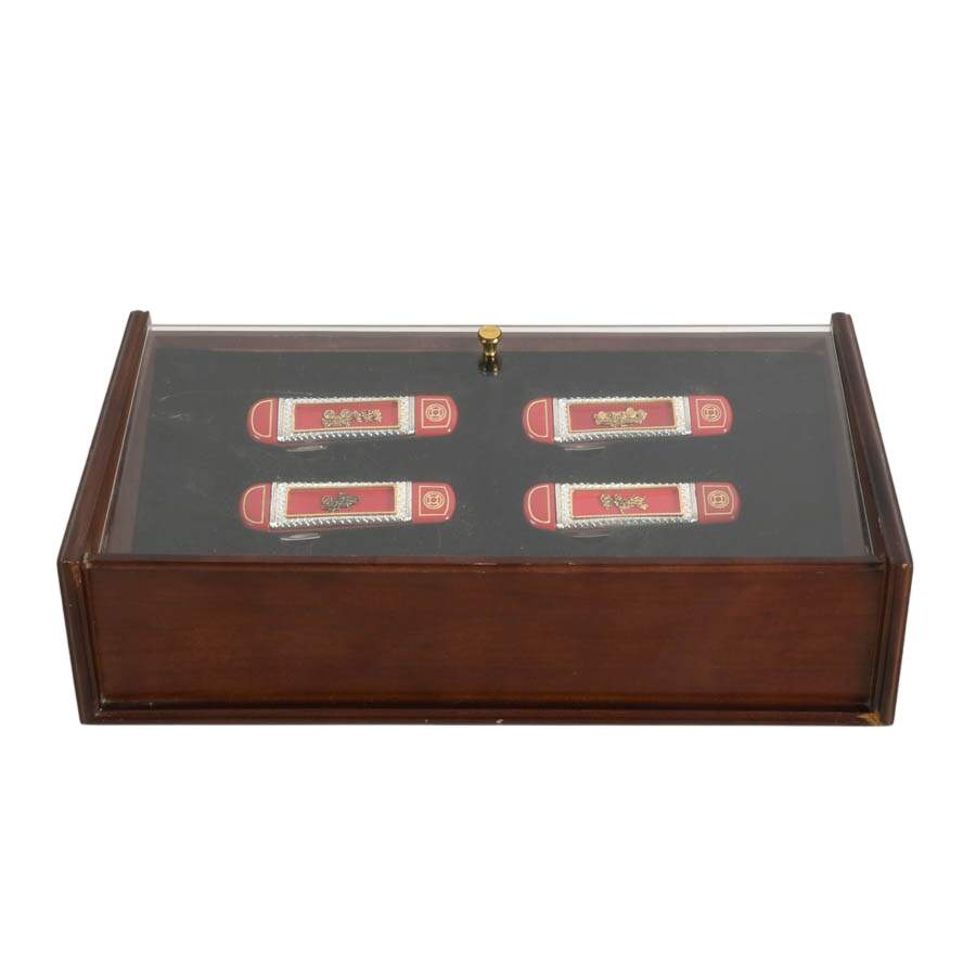Franklin Mint Fire Engine Four-Piece Pocket Knife Set with Display Case-9