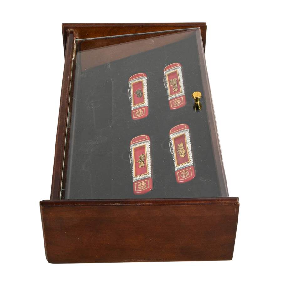 Franklin Mint Fire Engine Four-Piece Pocket Knife Set with Display Case-8