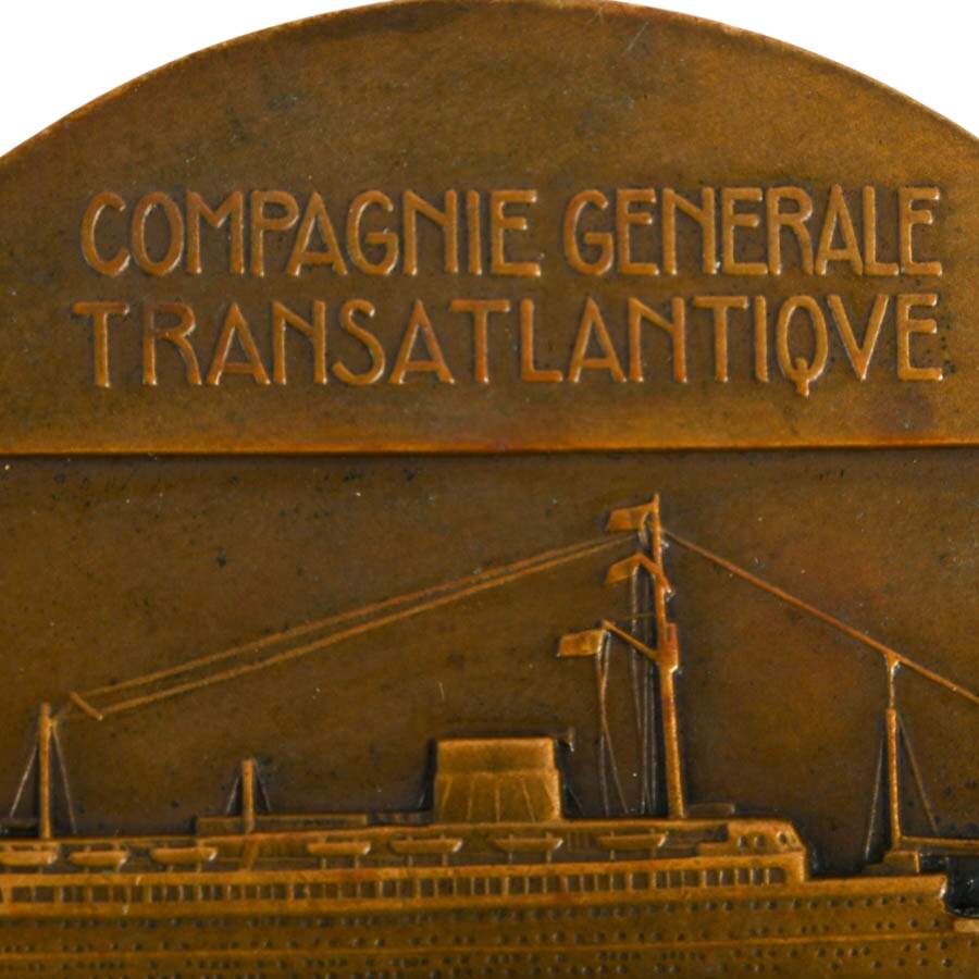 1930 French MS Lafayette Transatlantic Ship Commemorative Bronze Medal-3
