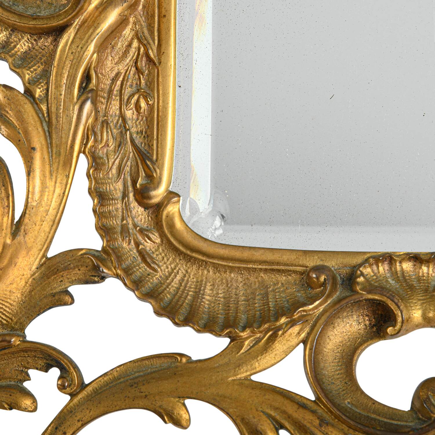 Ornate Brass Art Nouveau Vanity Mirror-3
