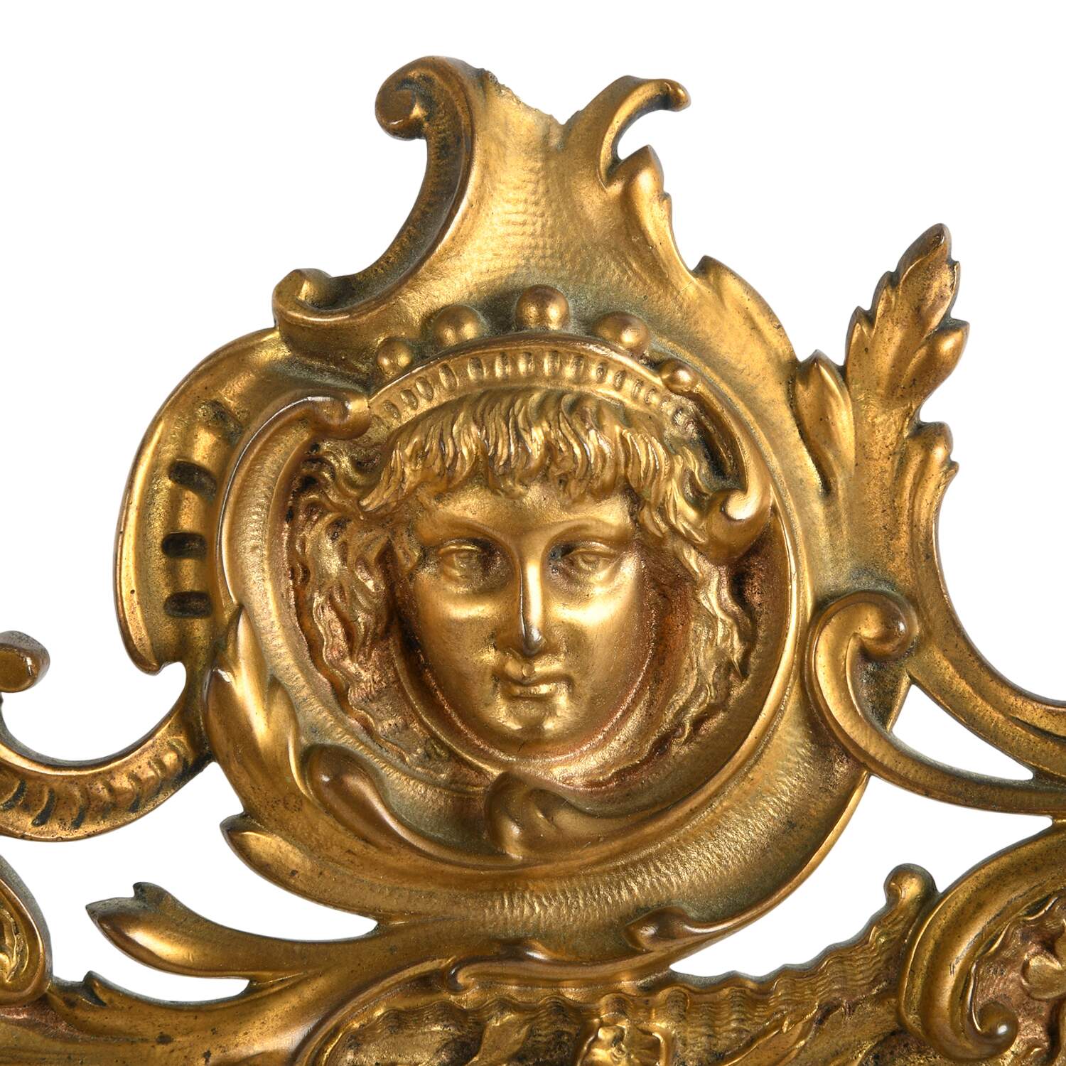 Ornate Brass Art Nouveau Vanity Mirror-2