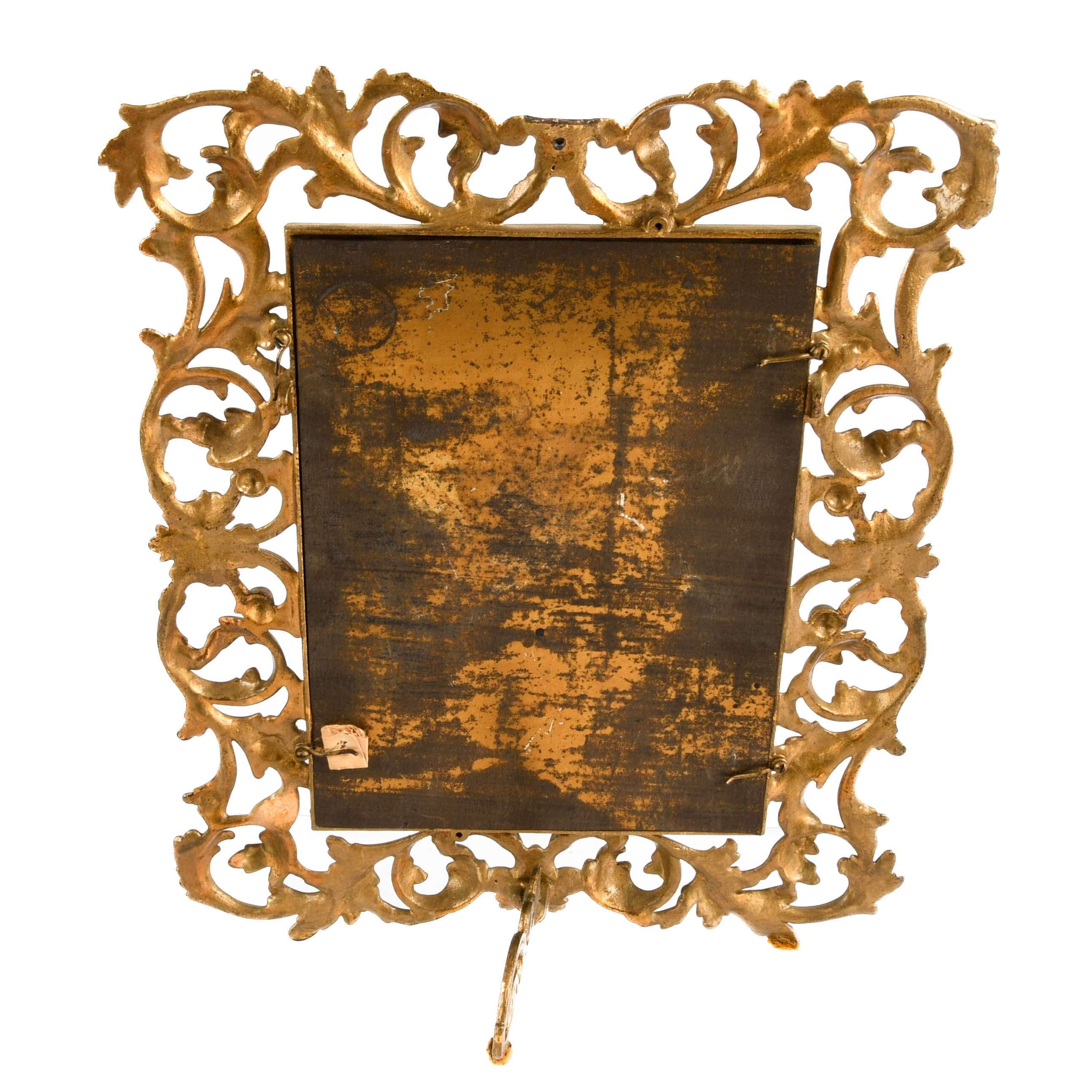 Antique Cast Gilt Brass Easel Backed Mirror-4