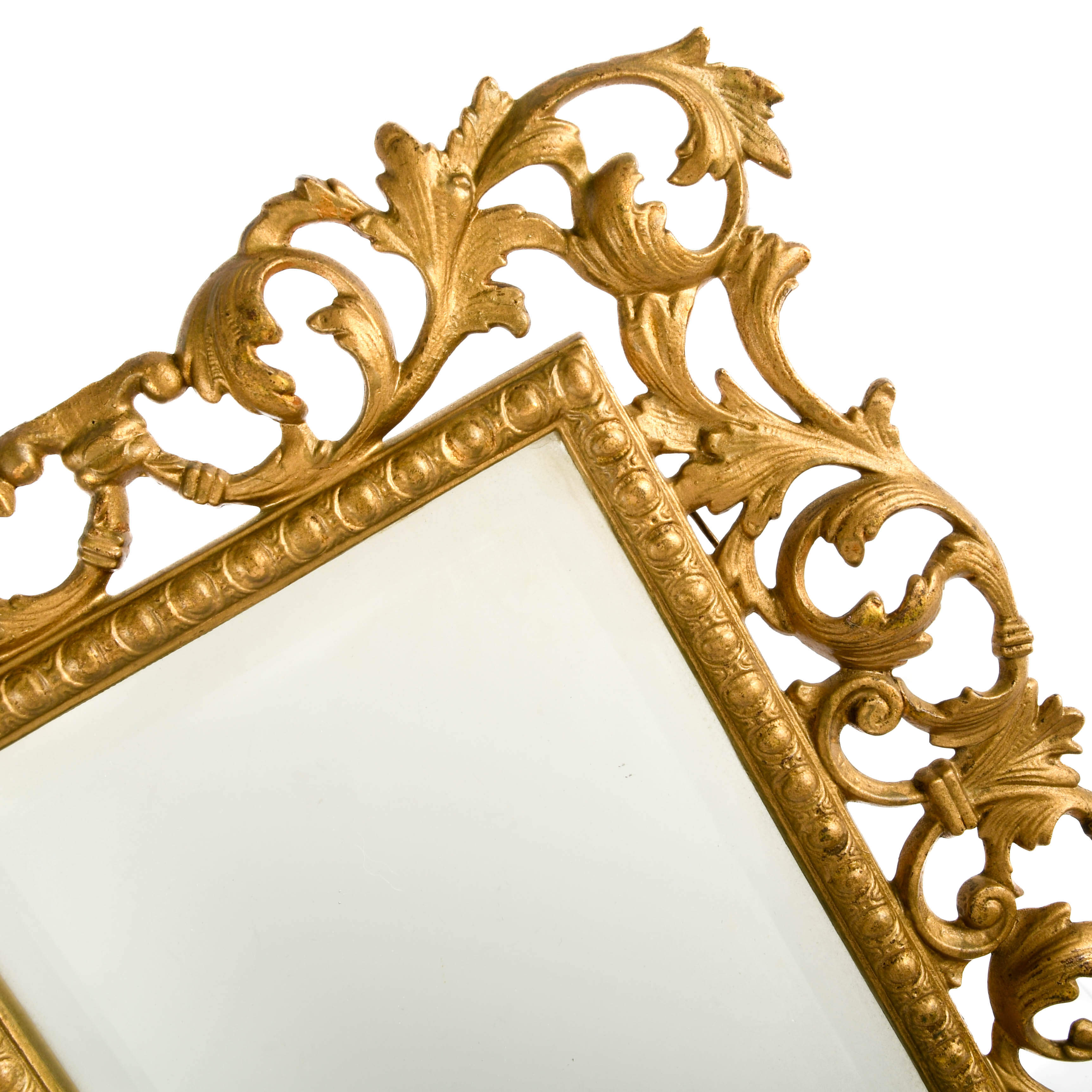 Antique Cast Gilt Brass Easel Backed Mirror-2