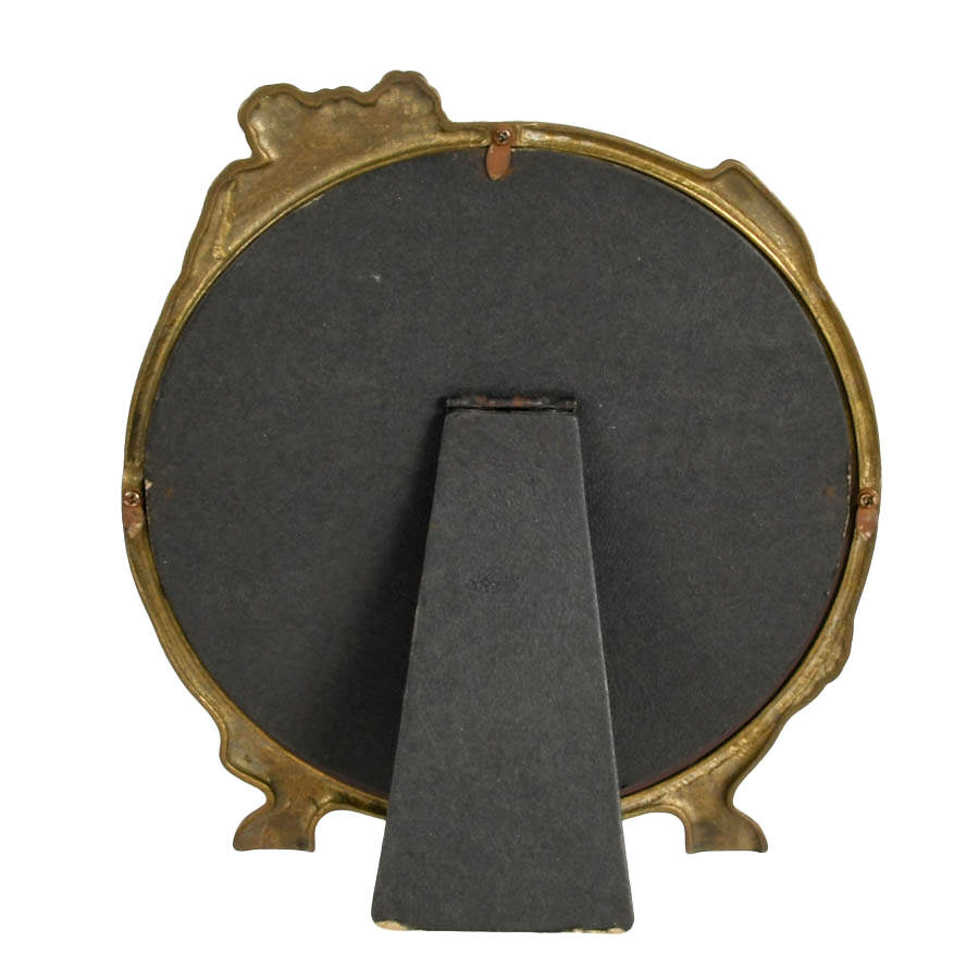 Art Nouveau Figural Vanity Mirror with Round Brass Frame-6