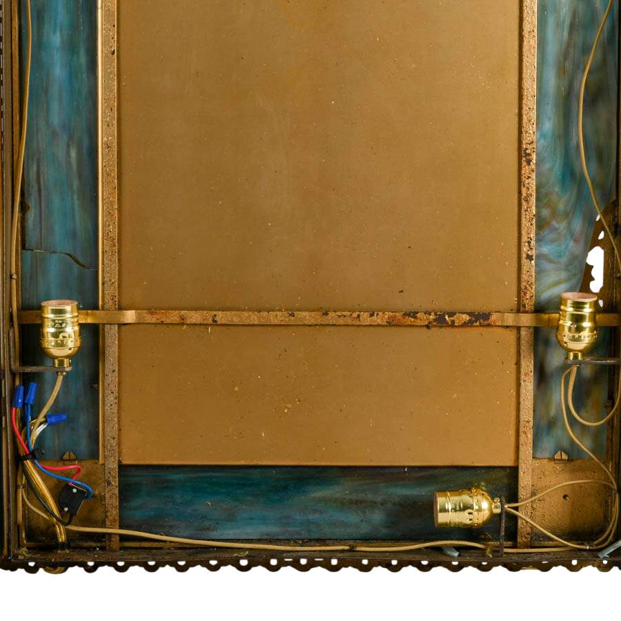 Antique Oscar Bach Figural Bronze Gothic Renaissance Wall Mirror-8
