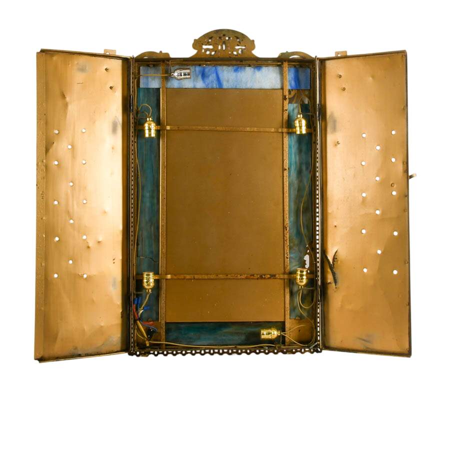 Antique Oscar Bach Figural Bronze Gothic Renaissance Wall Mirror-6