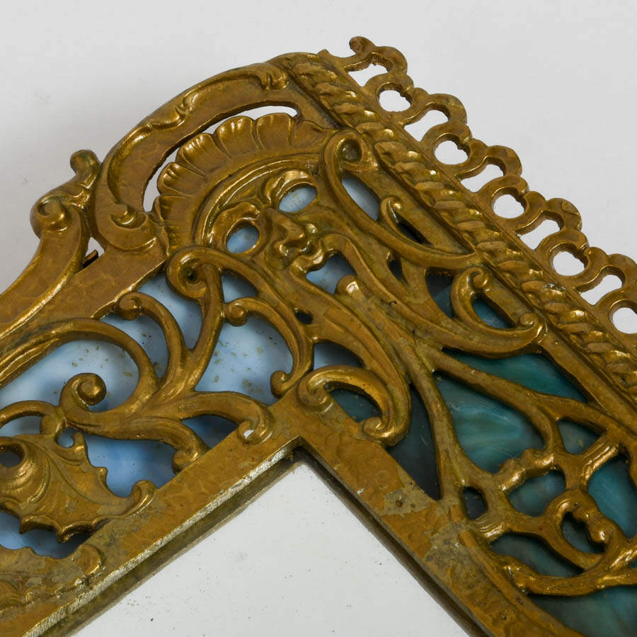 Antique Oscar Bach Figural Bronze Gothic Renaissance Wall Mirror-3