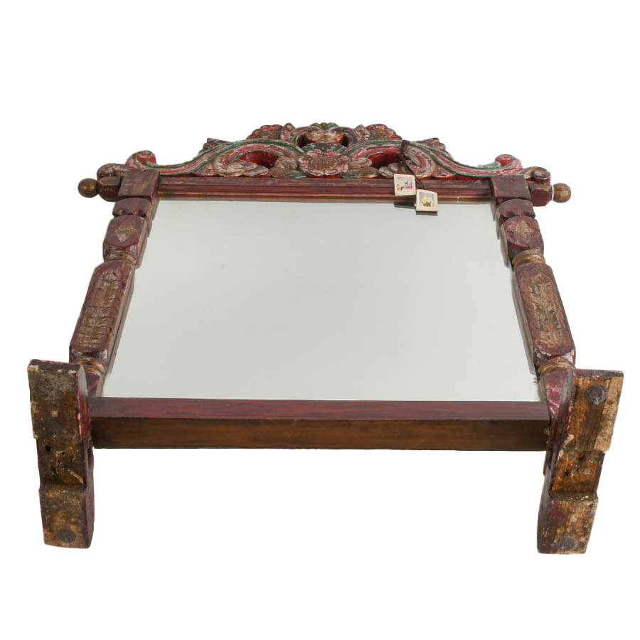 Destress Painted Wood Peruvian Floral 2-Sided Mirror-8