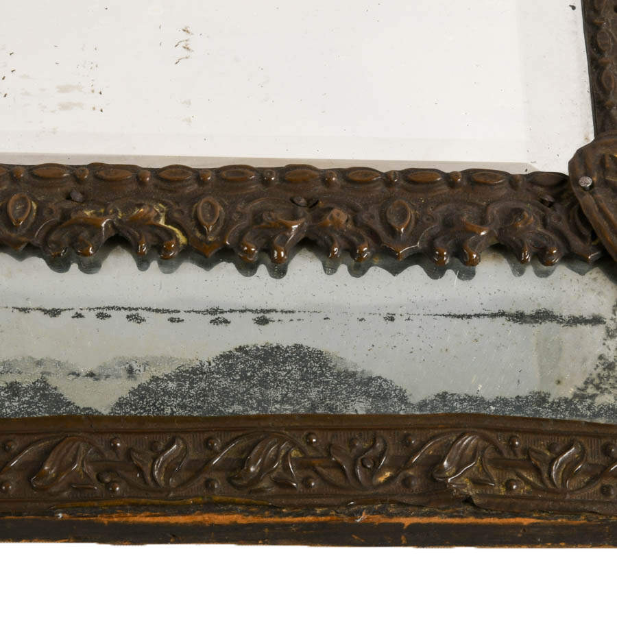 Antique French Napoleon III Brass Repoussé Wall Mirror-2