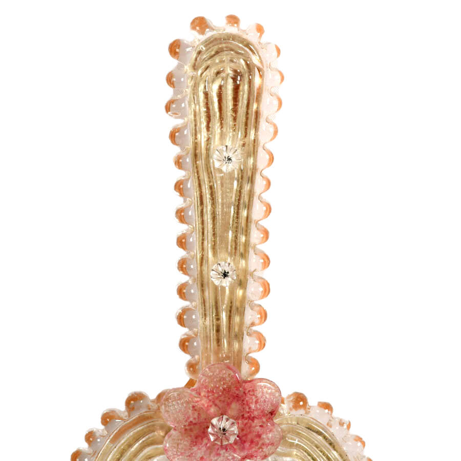 Mid-Century Floral Murano Glass Handheld Wall Mirror-3