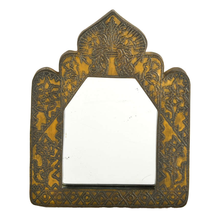 Set of Three Moroccan-Style Embossed and Engraved Metal Frame Mirrors-2