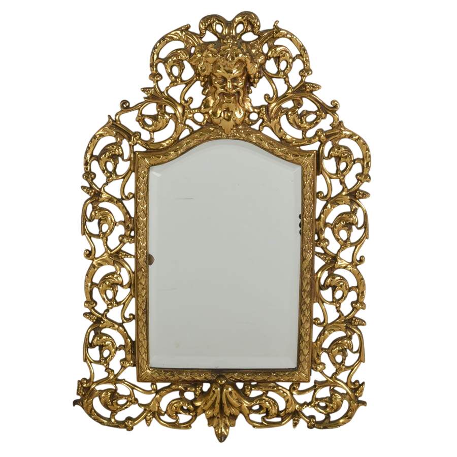 Antique Bradley & Hubbard Gilt Cast Iron Bacchus Wall Mirror-1