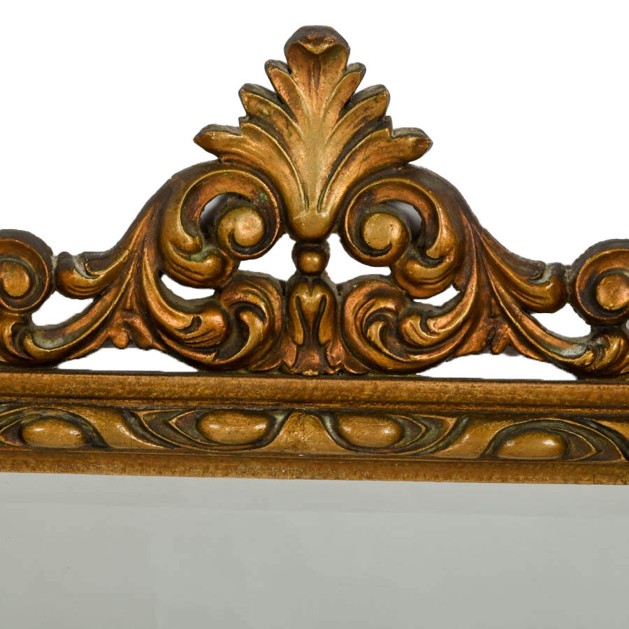 Ornate Gold-Tone Rectangular Wooden Wall Mirror-2
