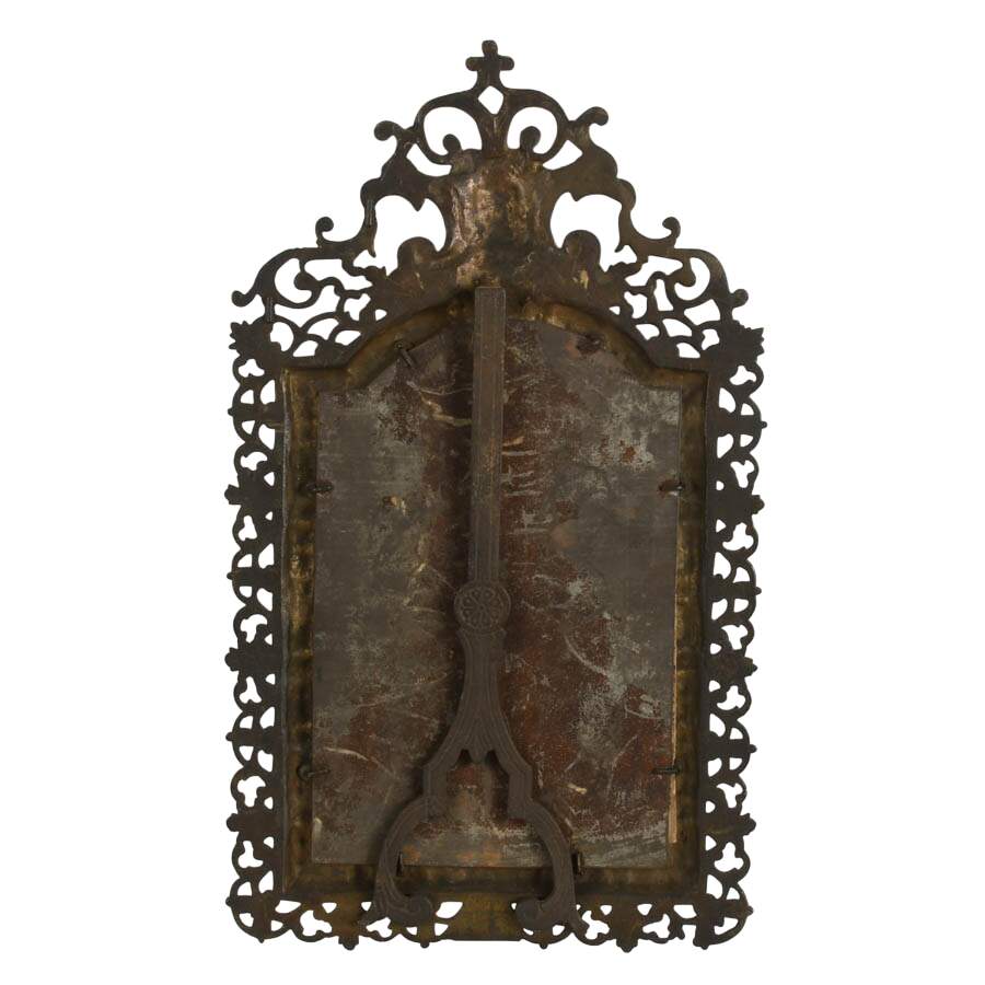 Antique Bronze Renaissance Revival Vanity Mirror with Crowned Man Crest-5