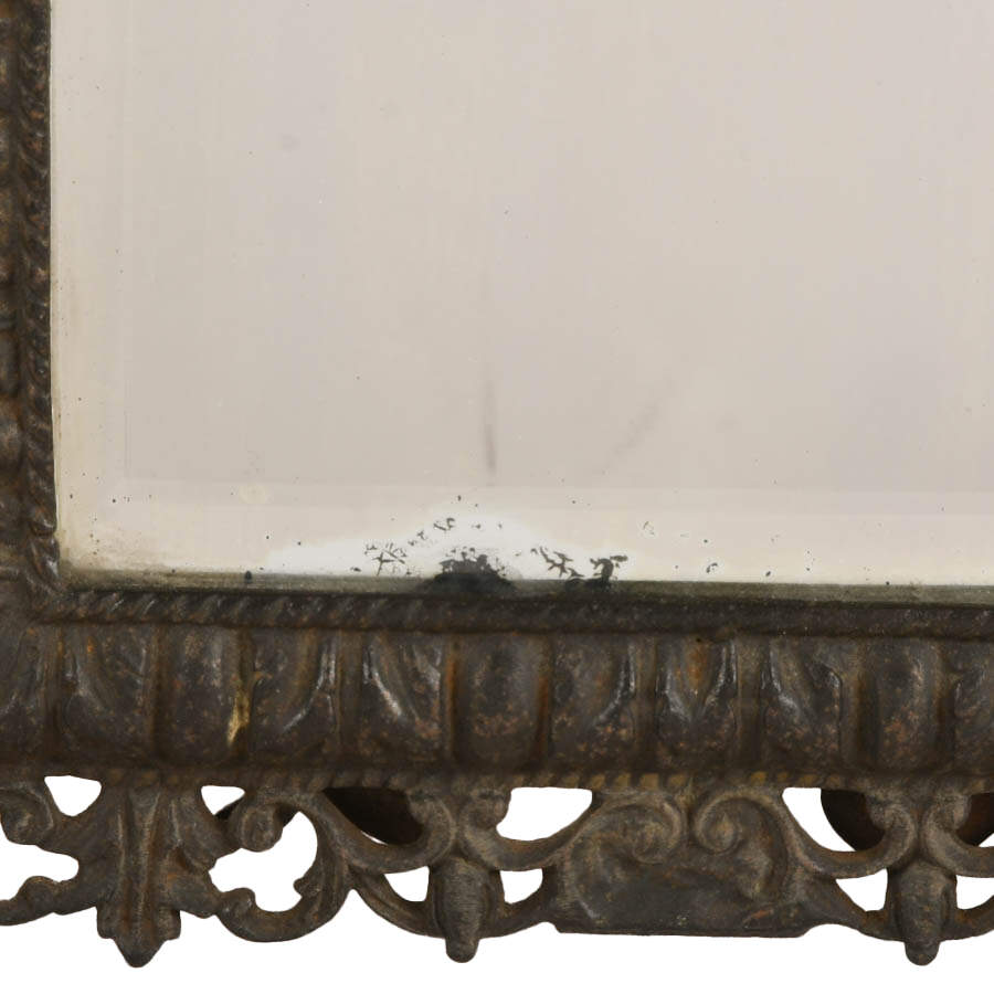 Antique Bronze Renaissance Revival Vanity Mirror with Crowned Man Crest-3