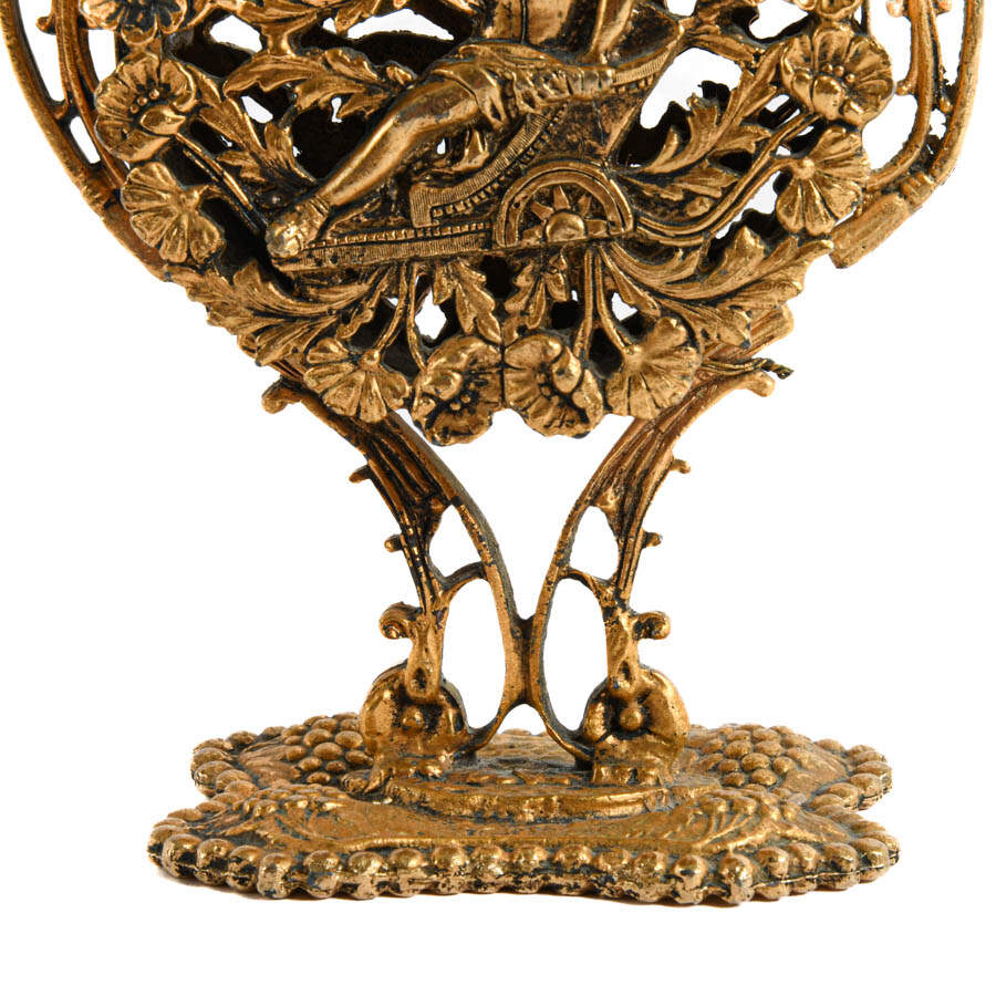 Mid-Century Modern Gilt Ormolu Filigree Perfume Bottle-4