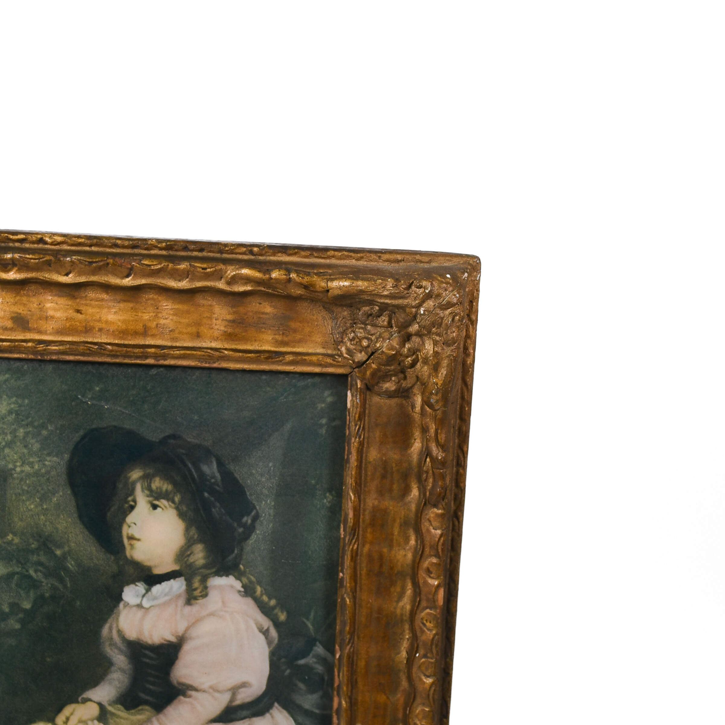 Print of a Girl Sitting Outside in Curved Glass Frame-3
